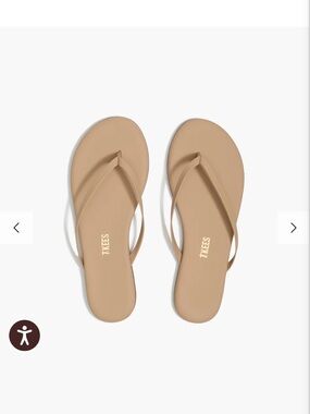 TKEES Women's Beige Nude Leather Flip Sandals Size 9